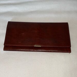 Flat Brown Leather Wallet Multiple